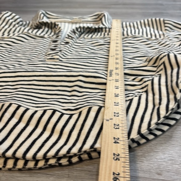 Anthropologie Pilcro striped cotton sweatshirt oversized grommets black-cream S - Picture 6 of 8